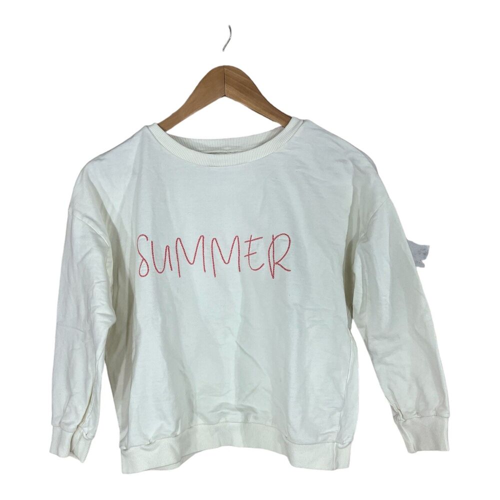 Joah Love Bowie Summer Sweatshirt GIRLS SIZE 8 Crewneck White Pink Embroidered